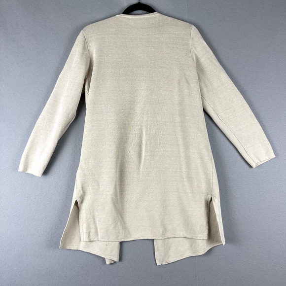 J Crew Juliette Collarless Linen Blend Sweater Blazer Women Medium Beige Minimal - Picture 11 of 14